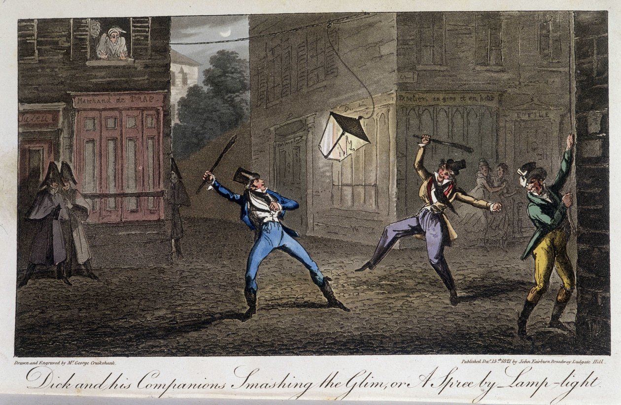 Tapage notturno: Chahut e rumore - in "Life in Paris" di David Carey, Londra da George Cruikshank