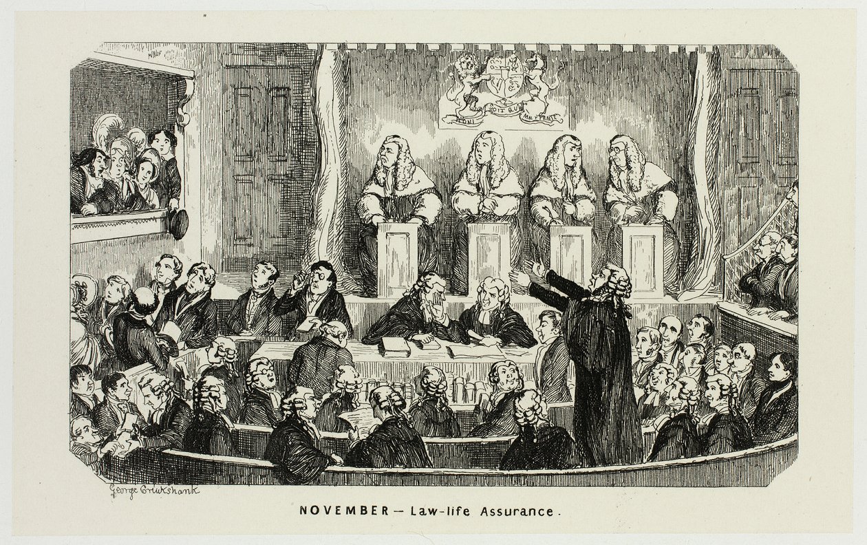 Novembre - Law-Life Assurance dalle acqueforti di George Cruikshank a The Comic Almanacks: 1835-1853 da George Cruikshank