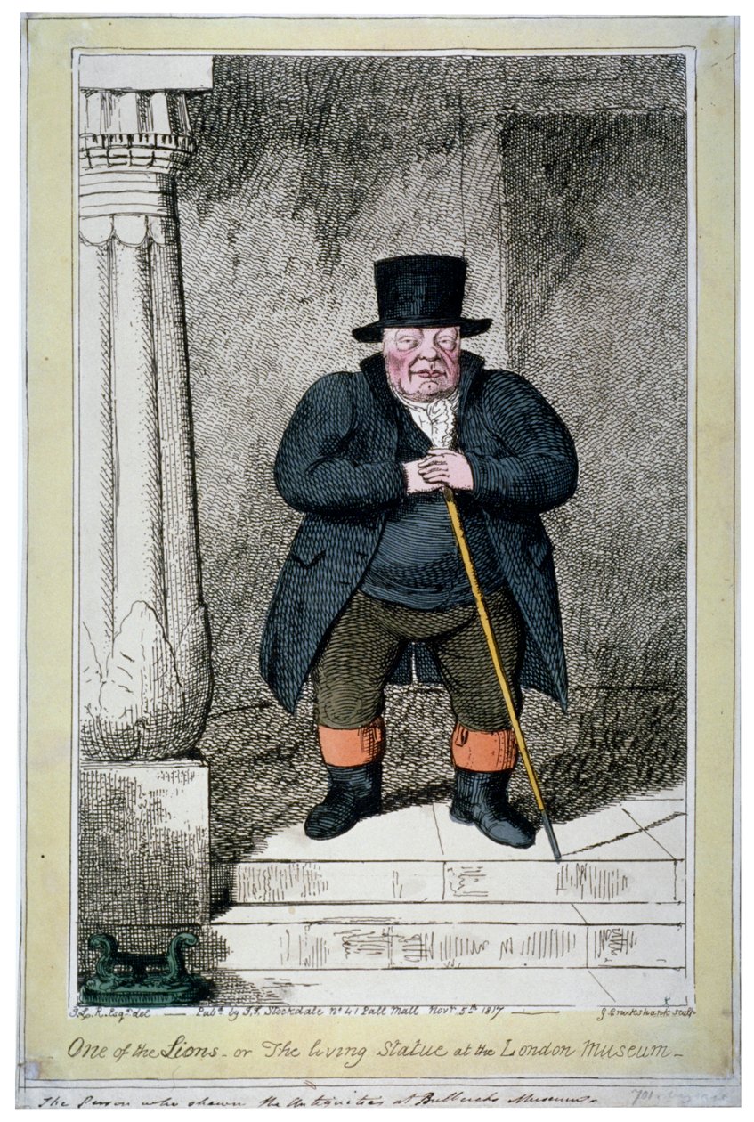 Uno dei leoni - o la statua vivente al Museo di Londra da George Cruikshank