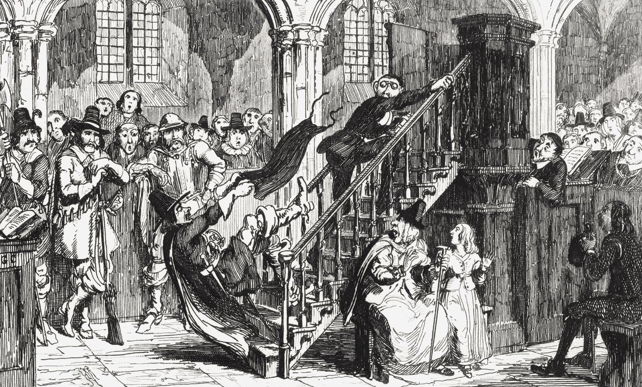 Reverendo Holdenough durante un servizio, illustrazione da 