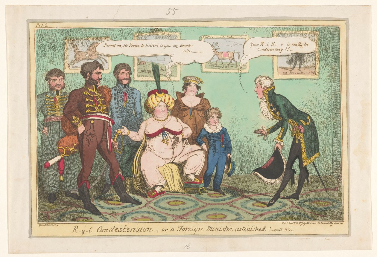 Caricatura della principessa Carolina, 1817 da George Cruikshank