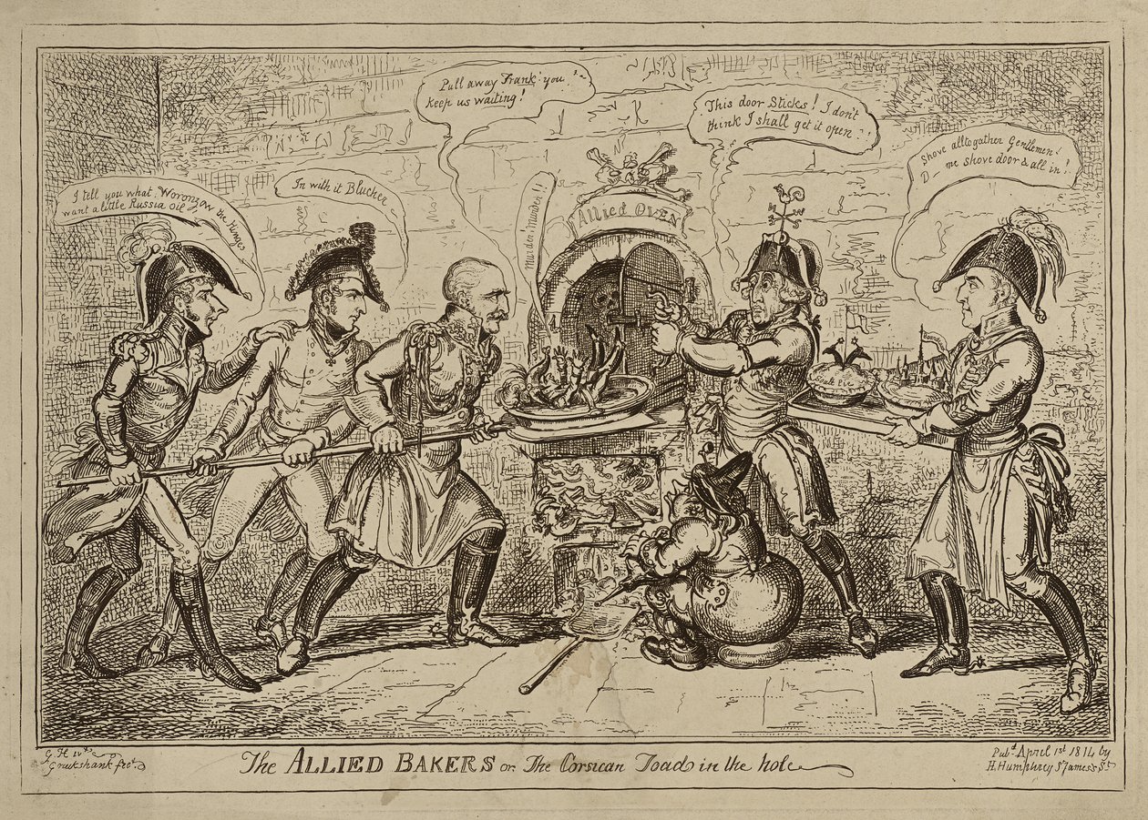 I panettieri alleati o Il rospo corso nel buco, pubblicato il 1 aprile da George Cruikshank