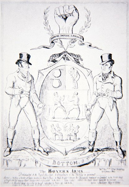 Le braccia del pugile, dedicato al Pugilistic Club, agli amatori e agli appassionati in generale, pubblicato da G. Humphrey, Londra 1891 da George Cruikshank
