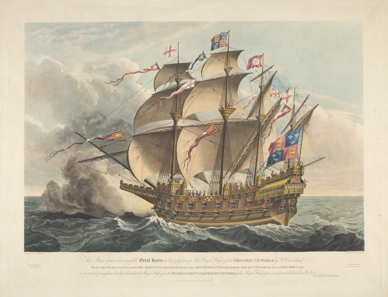 La Great Harry. La prima nave da guerra che portava cannoni da George Cruikshank