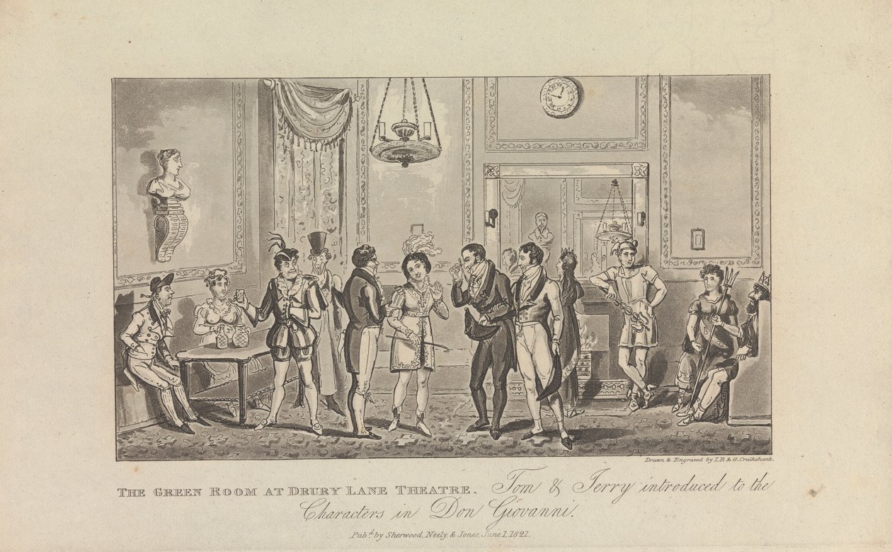 La Sala Verde al Teatro Drury Lane da George Cruikshank