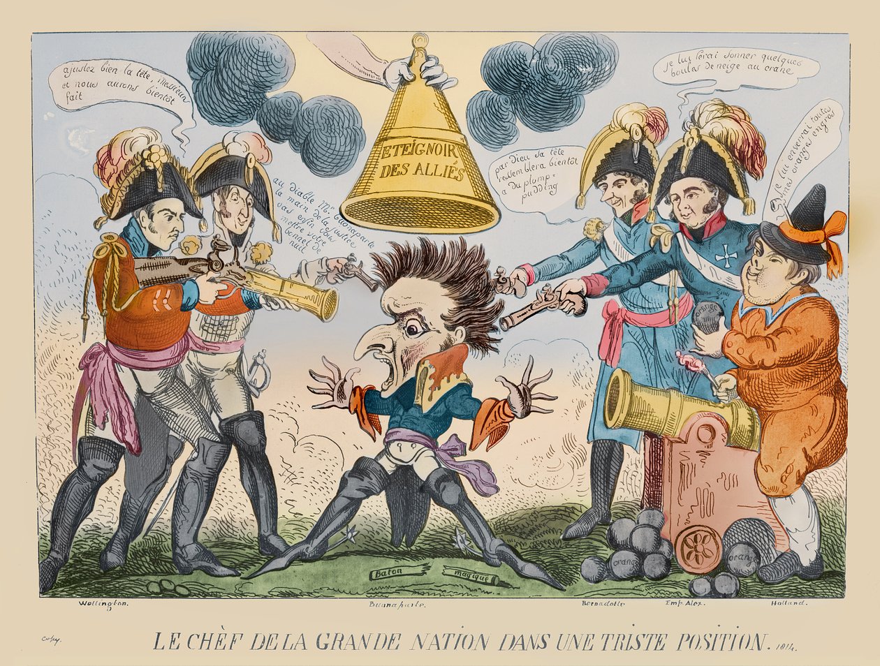 Il capo della grande nazione in una situazione strana, 1813 da George Cruikshank
