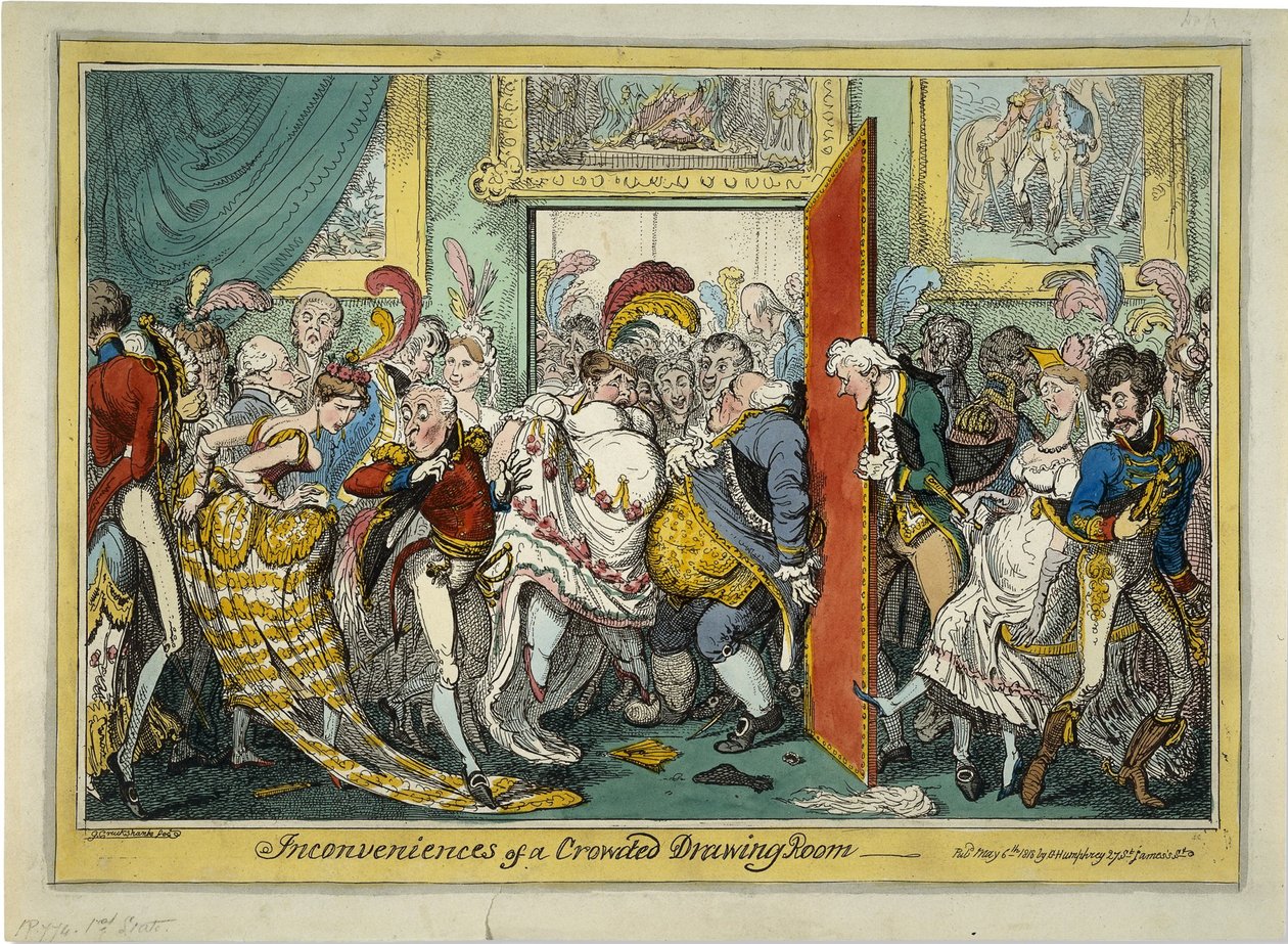 Gli inconvenienti di un salotto affollato da George Cruikshank
