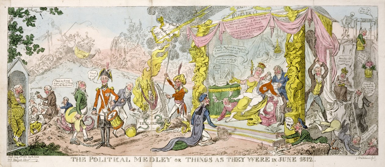 "Il Miscuglio Politico" o "Le cose come erano nel giugno 1812", pub. 1812 da George Cruikshank