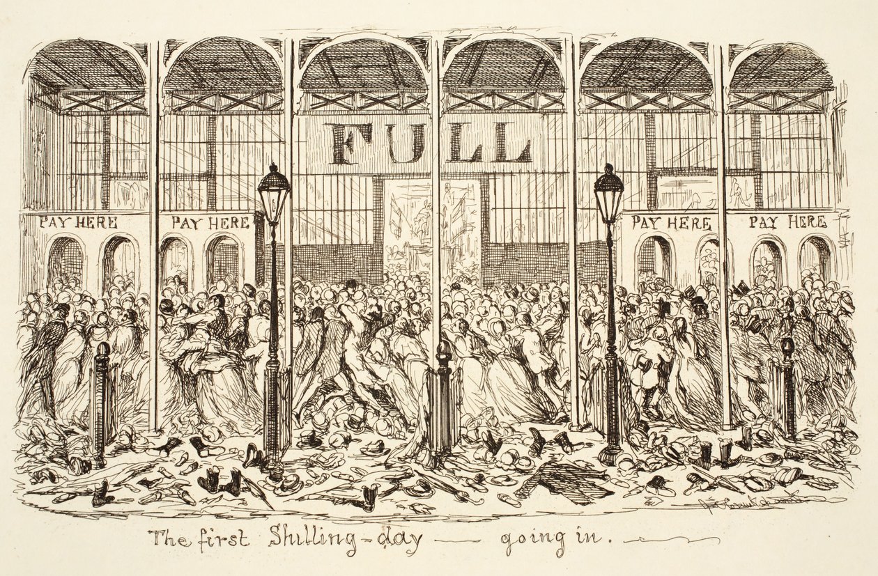 Il primo giorno dello scellino - Entrata, pub. 1851 (incisione) da George Cruikshank
