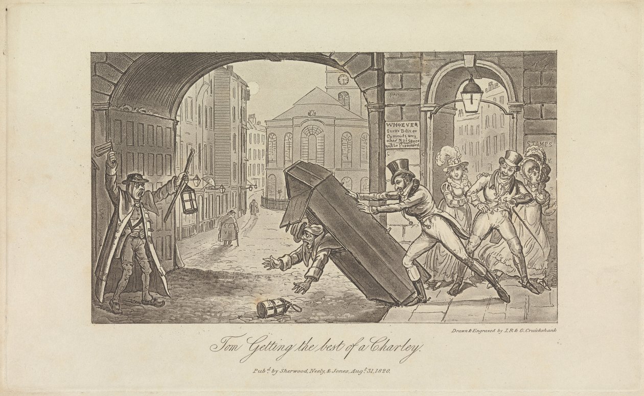 Tom che ha la meglio su Charley da George Cruikshank
