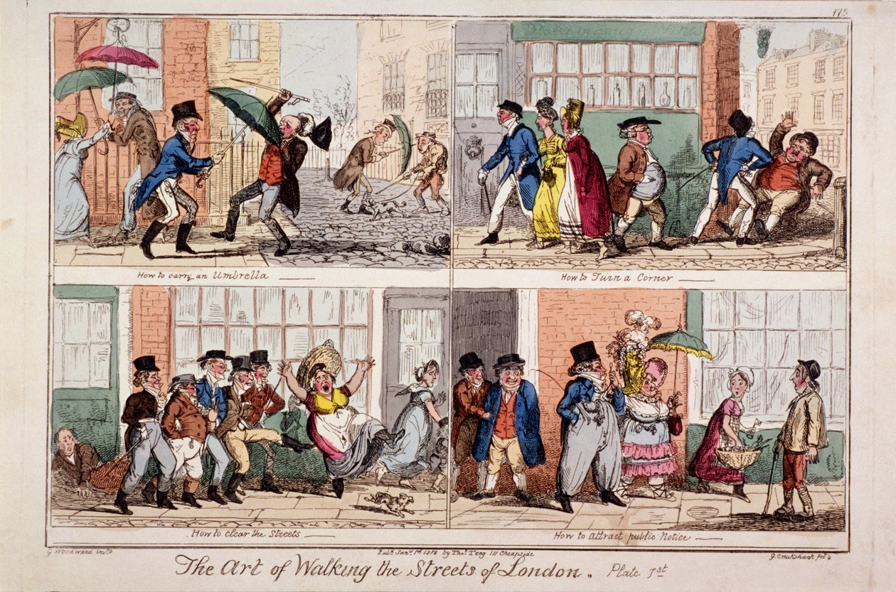 Camminando per le strade di Londra, 1818 da George Cruikshank