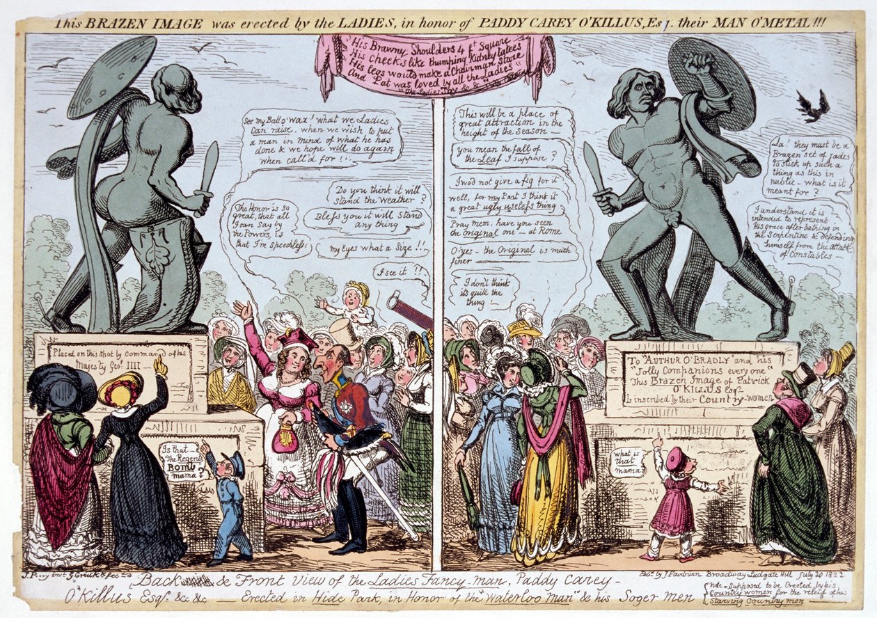 Donne che ammirano la statua di Achille, Hyde Park, Londra, 1822 da George Cruikshank