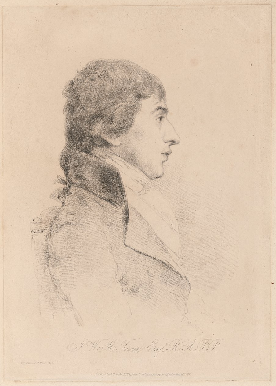 Ritratto di J.M.W. Turner, R.A., 1800 circa (acquaforte) da George Dance