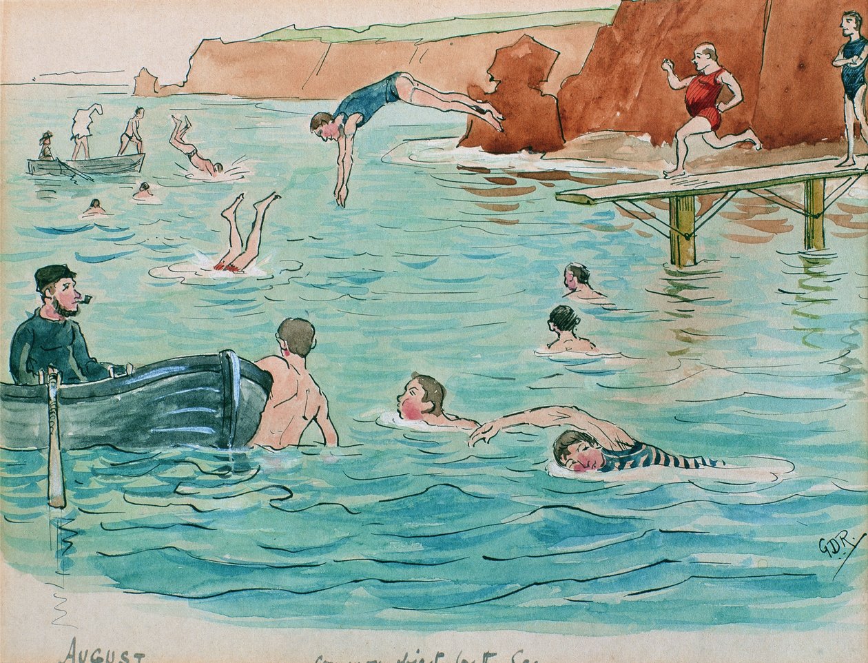 Il mese di agosto: Nuoto e tuffi da George Derville Rowlandson