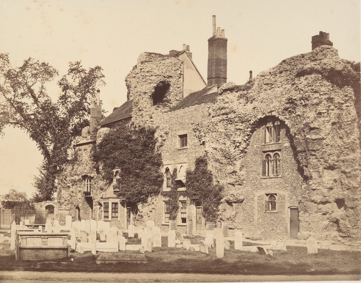 Rovine della chiesa abbaziale, Bury St. Edmunds, 1857 da George Downes