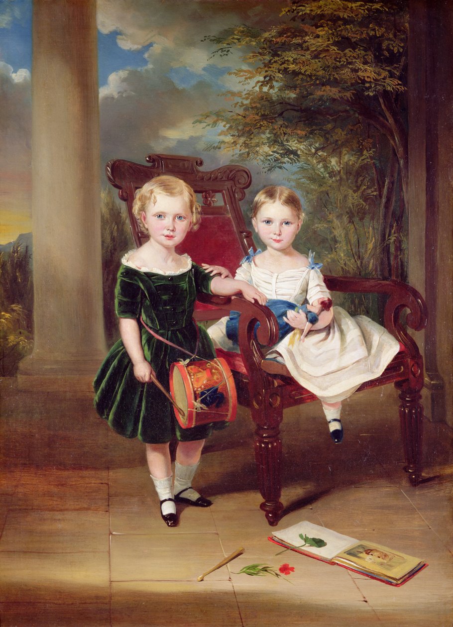 Ritratto di due bambini, Herbert e Rose, 1844 da George Duncan Beechey