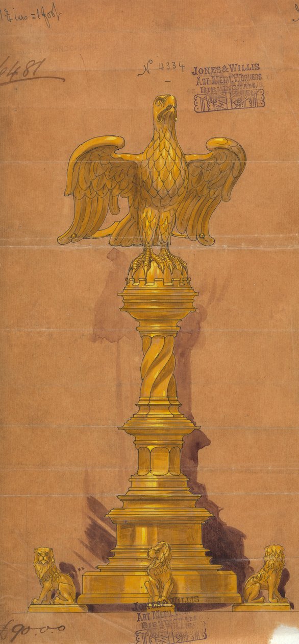 Progetti eseguiti per Jones e Willis, lavoratori in metallo e legno e produttori di mobili per chiese di Birmingham e Londra da George Edmund Street