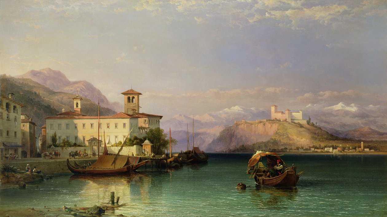 Arona e il castello di Angera, Lago Maggiore da George Edwards Hering
