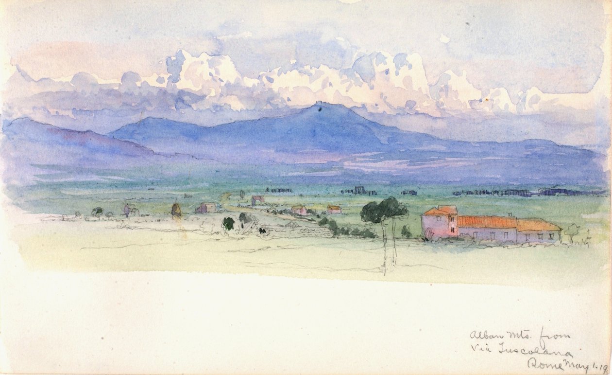 Monti Albani da Via Tuscolana, Roma da George Elbert Burr