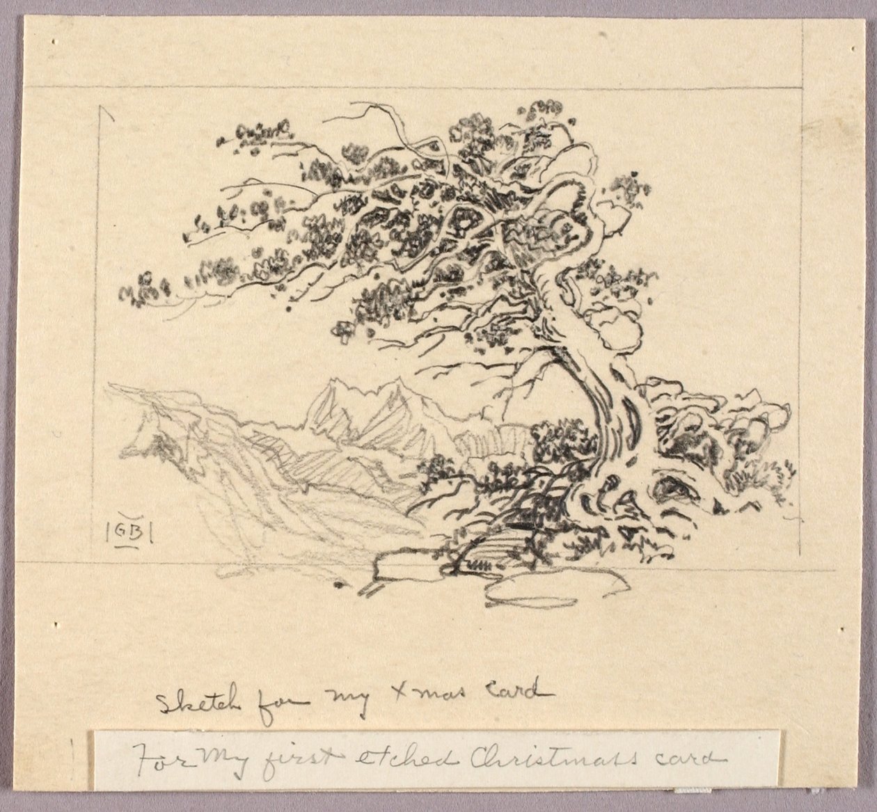 Bozzetto per biglietto di Natale (Windswept Pine [n. 1]) da George Elbert Burr