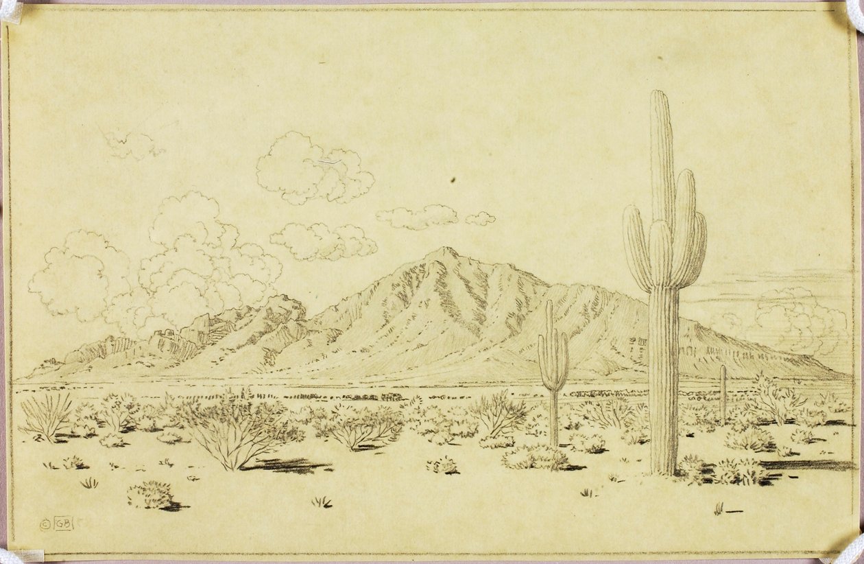 Senza titolo (disegno di trasferimento per Camelback Mountain, Phoenix) da George Elbert Burr