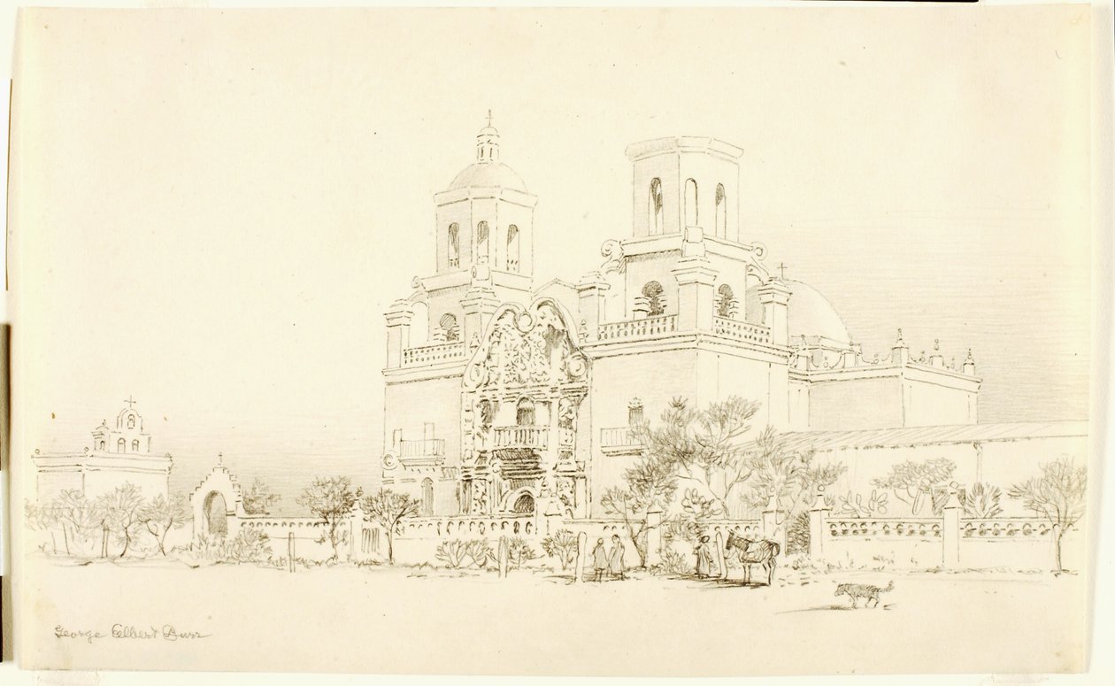 Senza titolo (disegno di trasferimento per la Missione di San Xavier, Tucson, Arizona) da George Elbert Burr