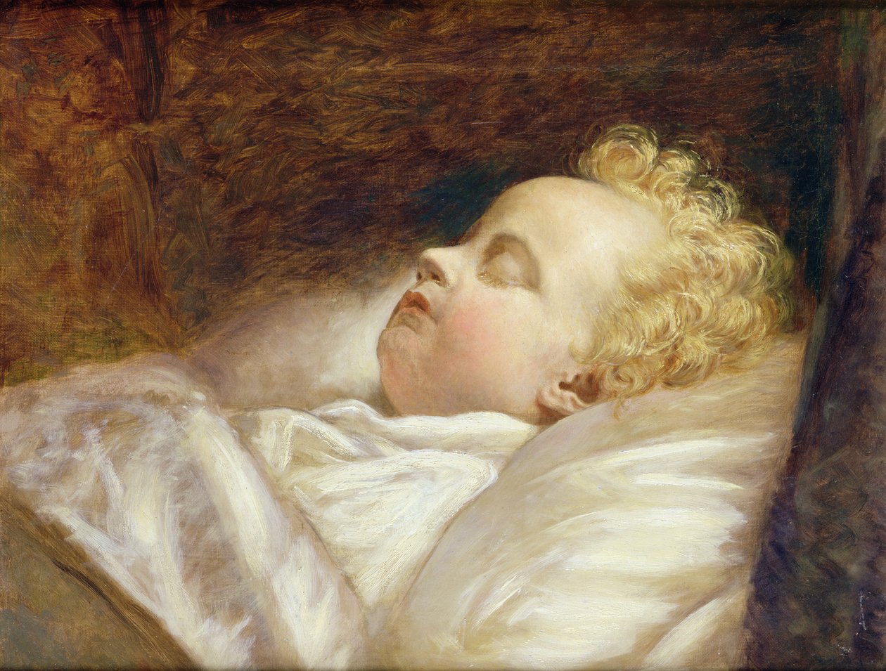 Il giovane Federico finalmente addormentato c.1855 da George Elgar Hicks
