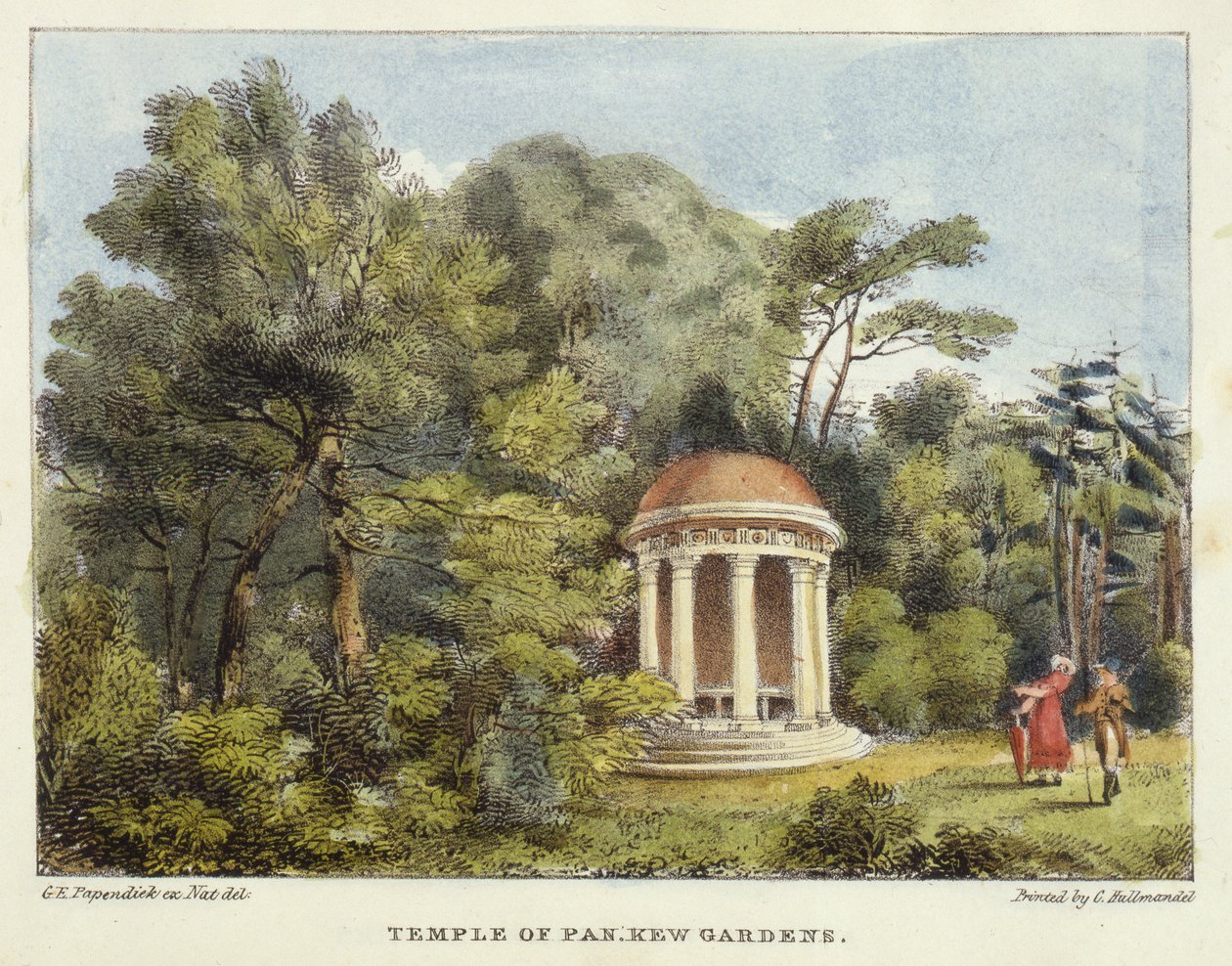 Tempio di Pan, Kew Gardens, tavola 12 da Kew Gardens: Una serie di ventiquattro disegni su pietra, incisa da Charles Hullmandel da George Ernest after Papendiek