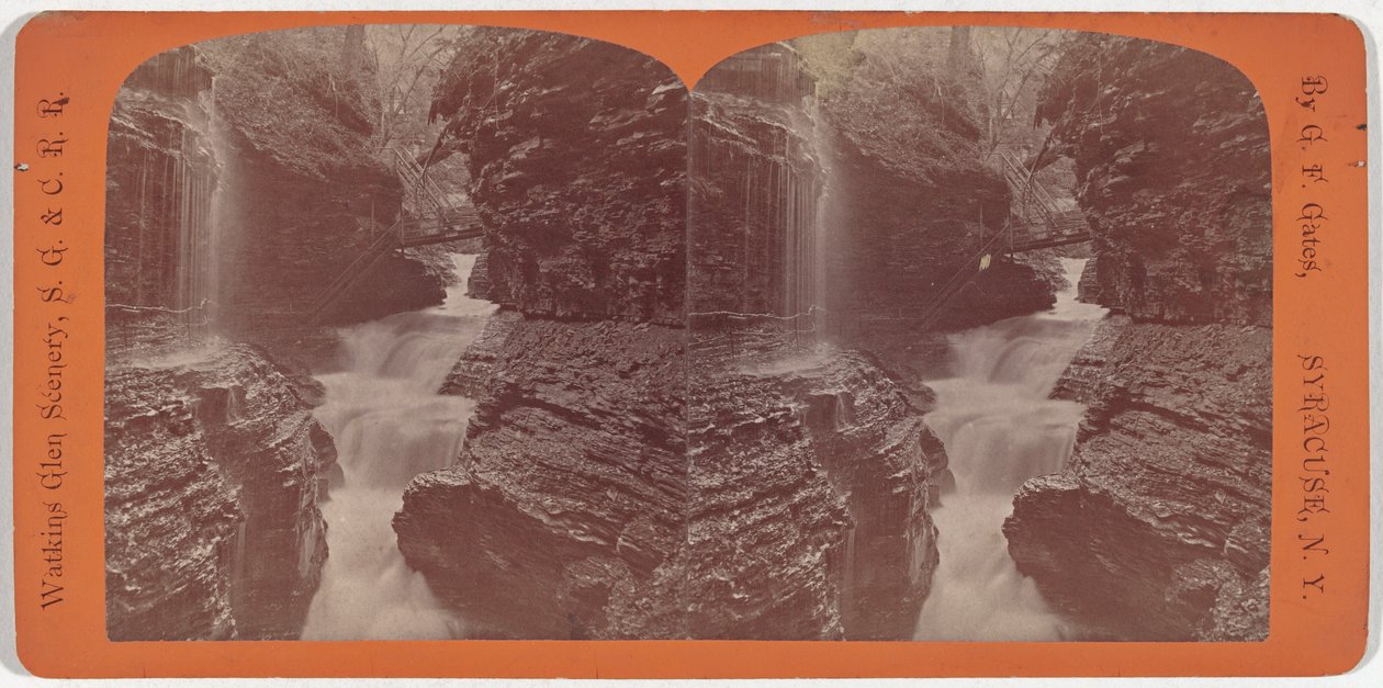 Paesaggio di Watkins Glen, Rainbow Falls e Triple Cascades da George F. Gates