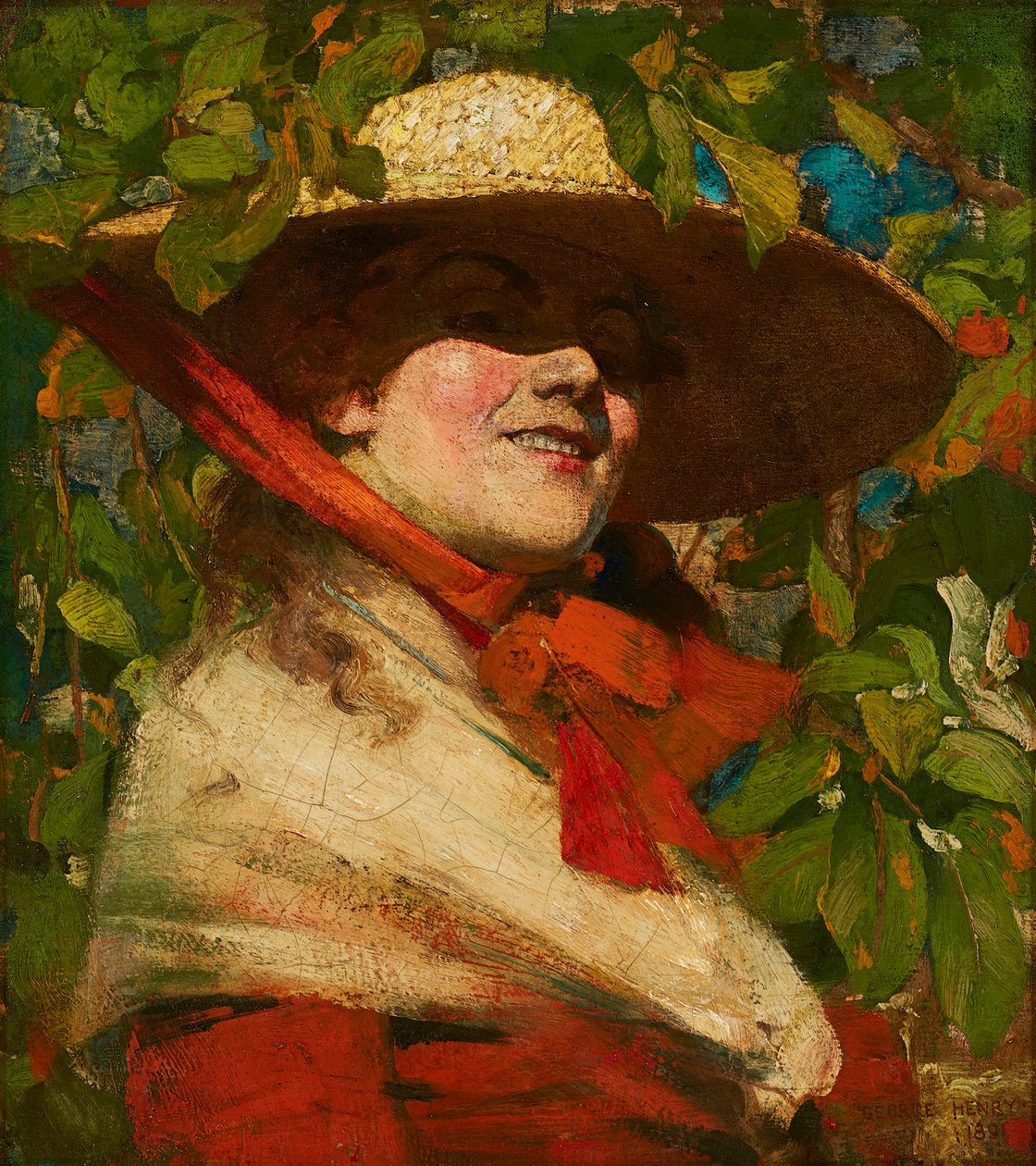 Ragazza con cappello di paglia da George F. Henry