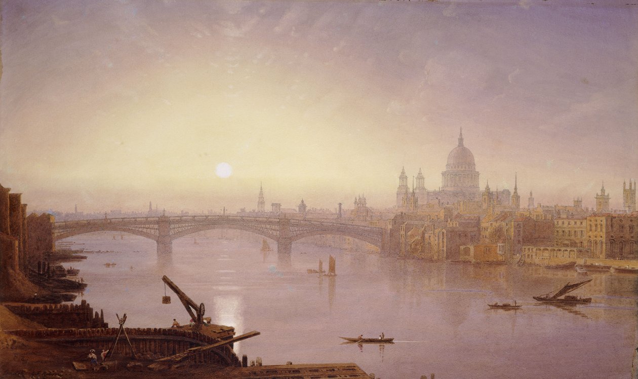 Ponte di Southwark e Cattedrale di San Paolo dal Ponte di Londra: Sera da George Fennel Robson