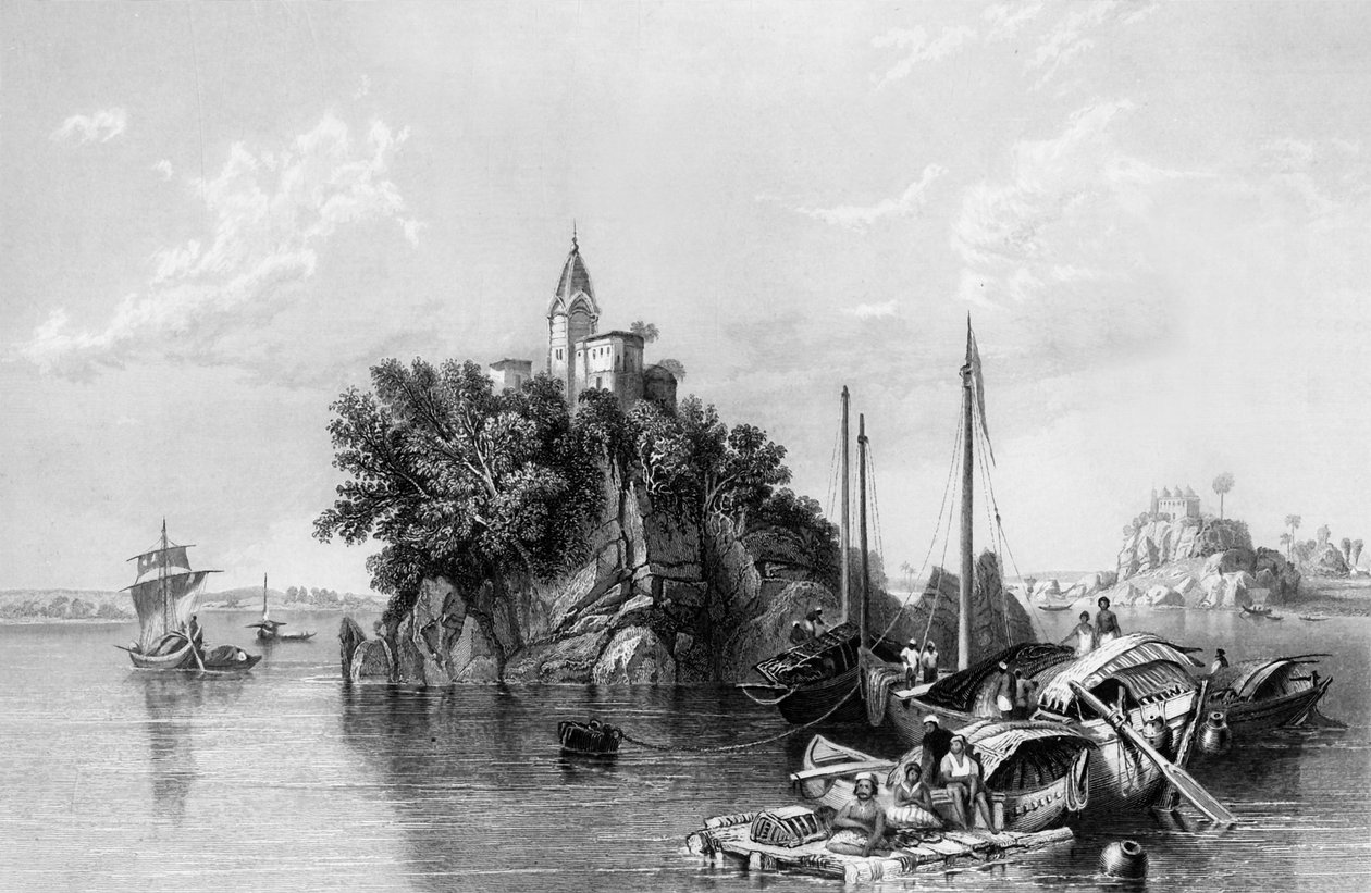 Janghera, o la Roccia dei Fakeer, sul Gange, 1838 da George Francis White