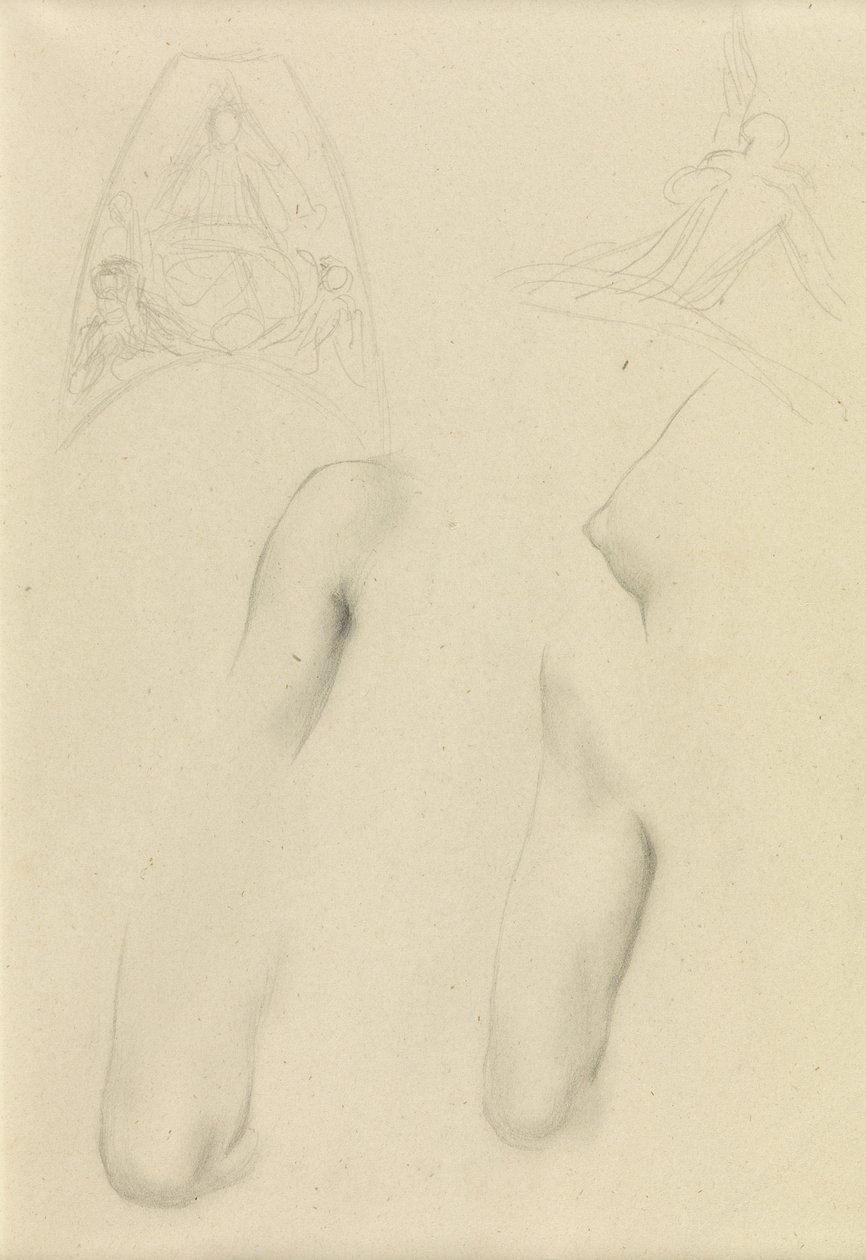 Disegno di forme femminili (matita su carta) da George Frederic Watts