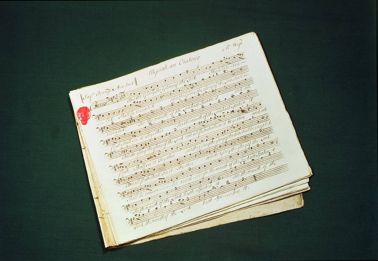 Partitura originale del Messia da George Frederick Handel