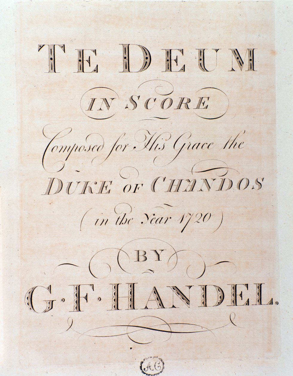 Pagina del titolo della partitura di Te Deum di G F Handel da George Frederick Handel