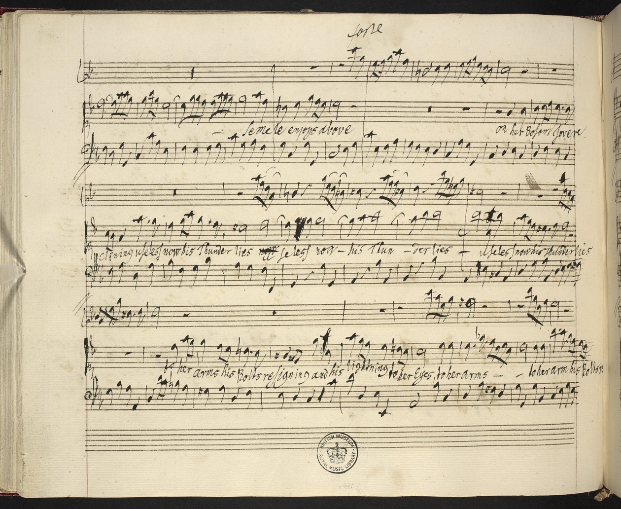 Partitura autografa di Semele di Handel da George Frederick Handel