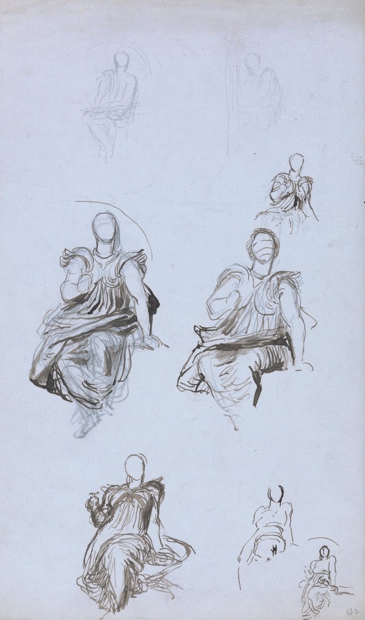 Studi di una figura seduta con un libro da George Frederick Watts