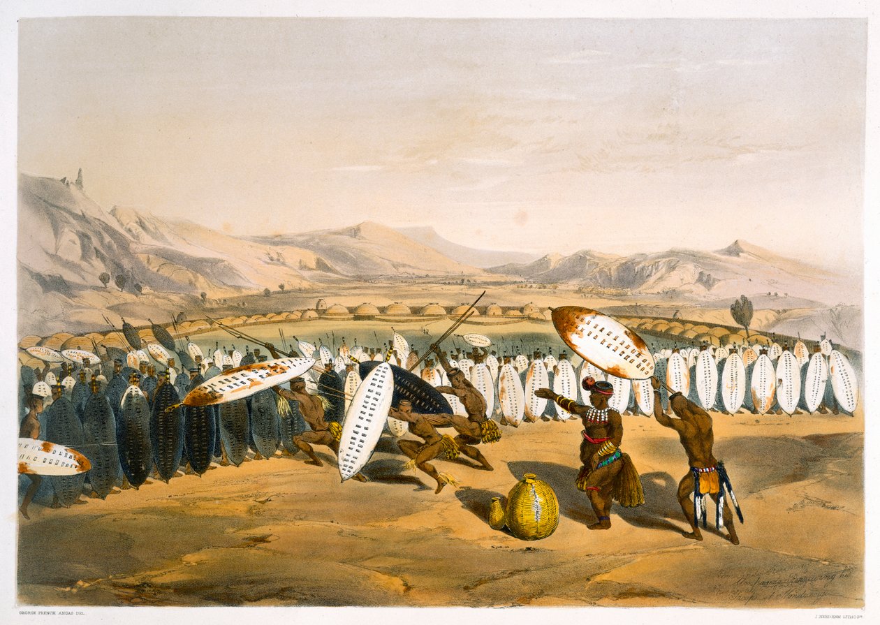 Umpanda che Rivede le Sue Truppe a Nonduengi da George French Angas