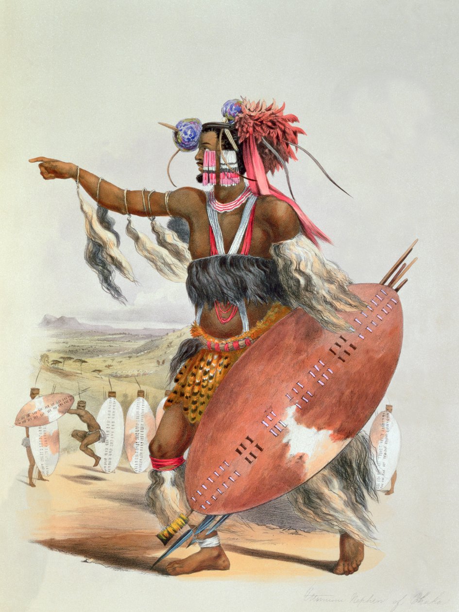 Guerriero Zulu, Utimuni, Nipote di Chaka il Defunto Re Zulu, 1849 da George French Angas