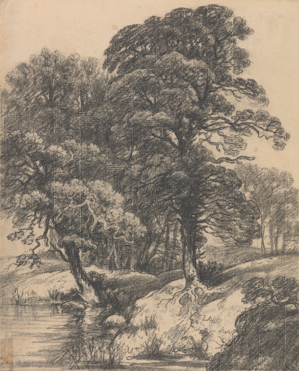 Paesaggio boschivo con piscina da George Frost