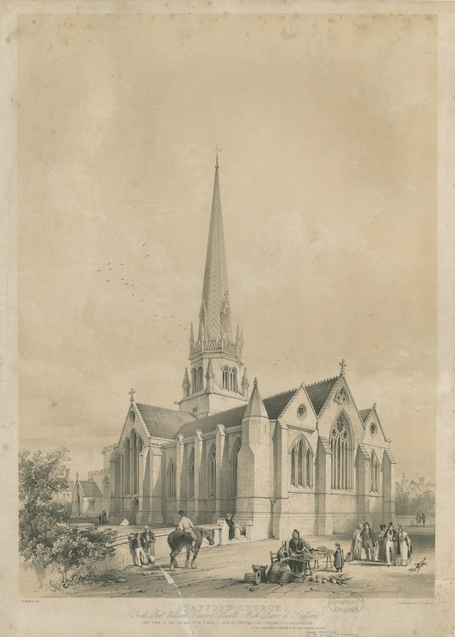 Stafford - Chiesa di Santa Maria, c.1841 da George Gilbert Scott