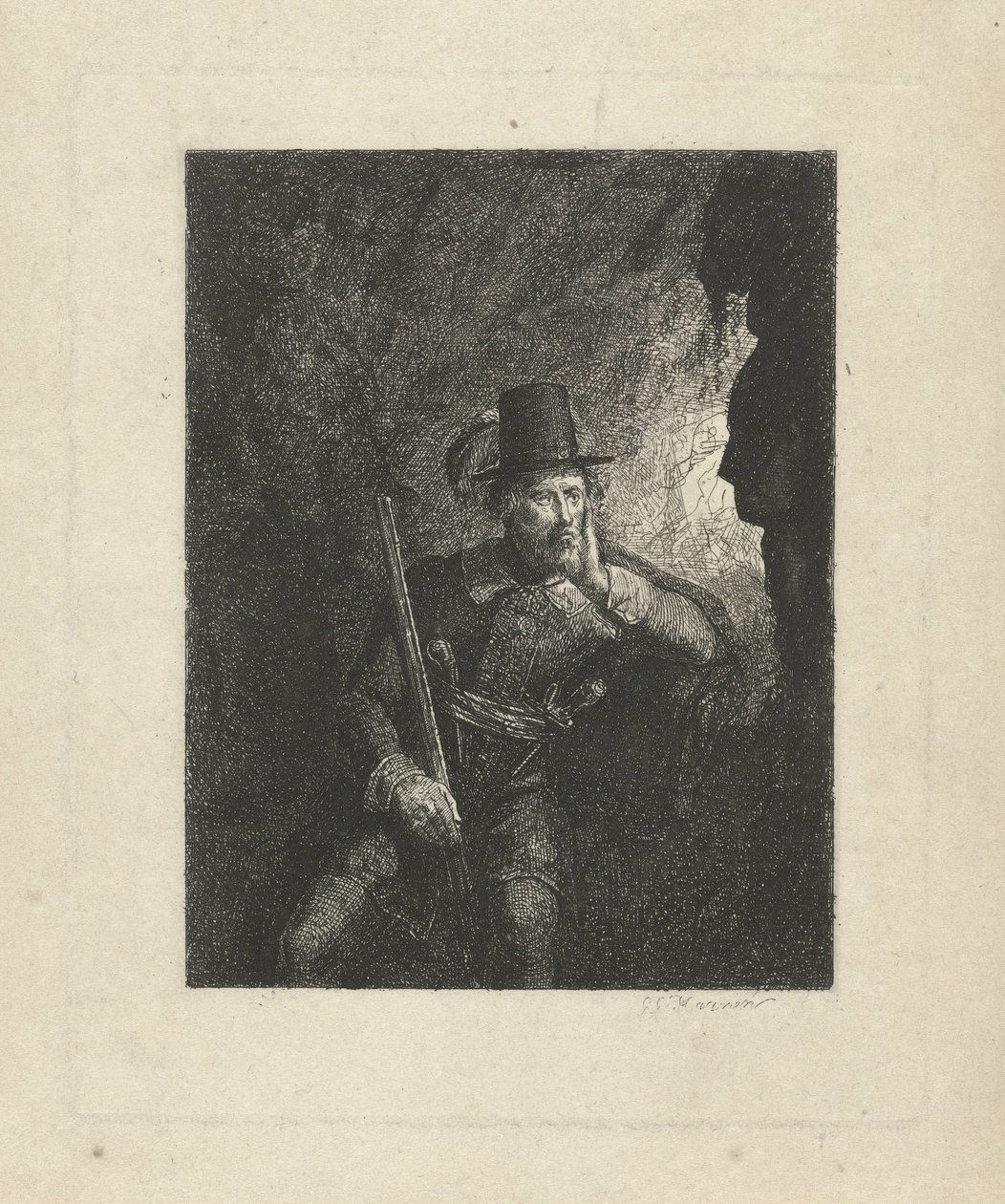 Bandito armato in una grotta da George Gillis Haanen