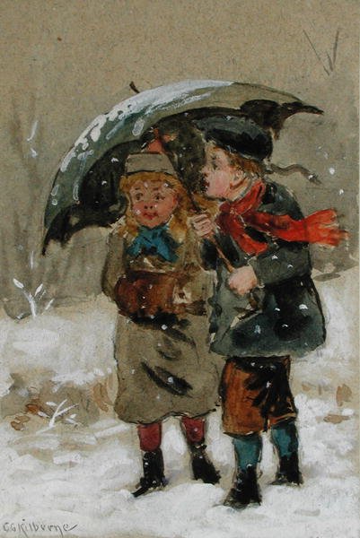 Bambini che giocano nella neve da George Goodwin Kilburne