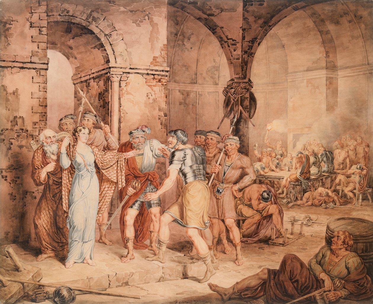 La sala della guardia, da "La signora del lago" di Sir Walter Scotts da George Grattan
