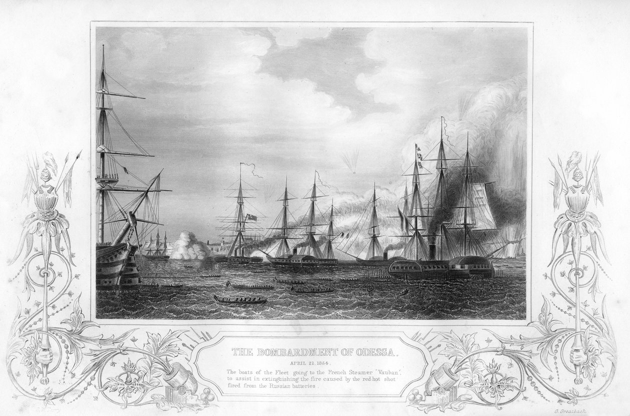 Il bombardamento di Odessa, Ucraina, durante la Guerra di Crimea, 1854 1857 da George Greatbatch