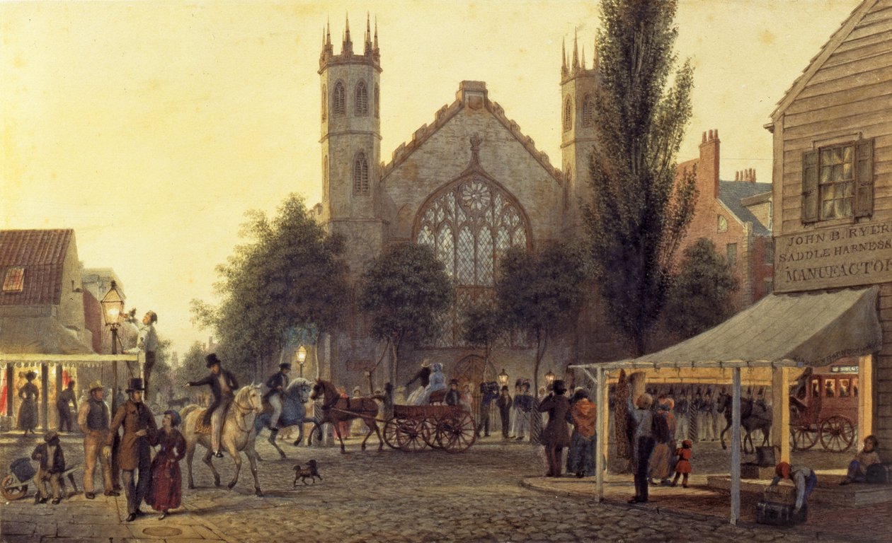 Crepuscolo, Chiesa di San Tommaso, New York, c.1835 da George Harvey
