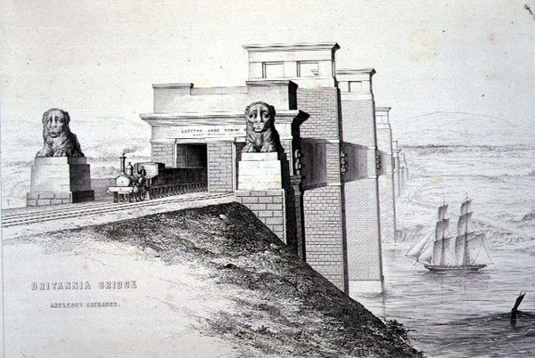 Britannia Bridge, Anglesey Entrance, inciso dall