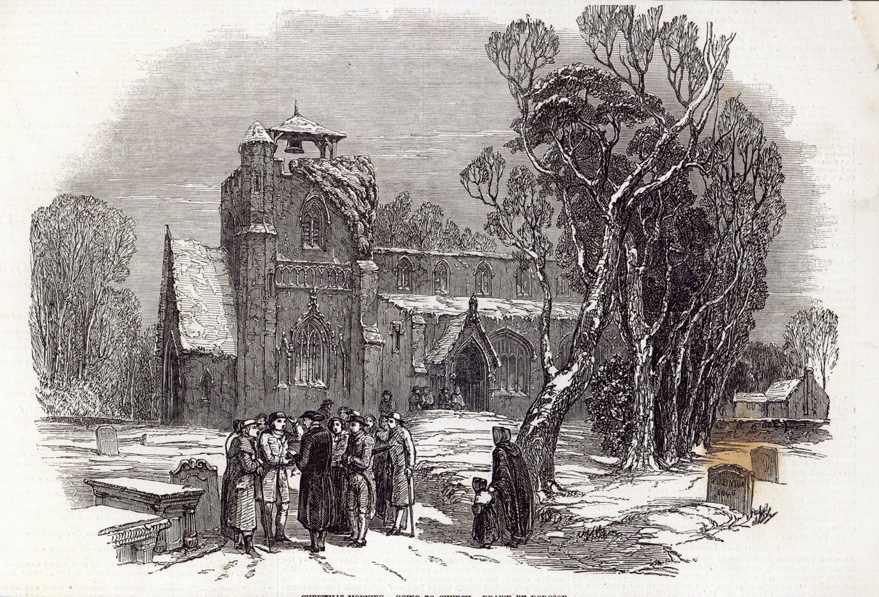 Mattina di Natale: andando in chiesa, inciso da W.J. Linton, da 