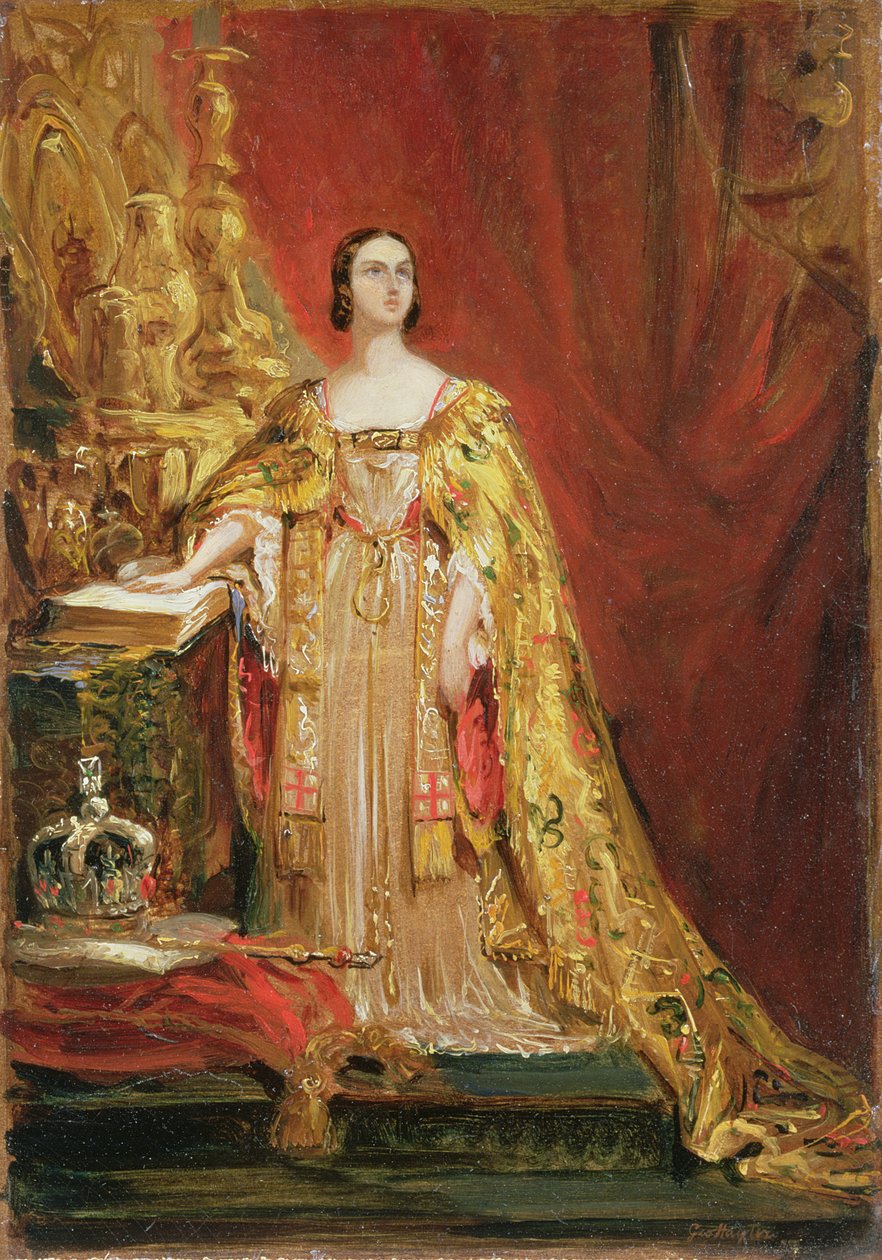 La regina Vittoria (1819-1901) che presta il giuramento di incoronazione, 28 giugno 1838 da George Hayter