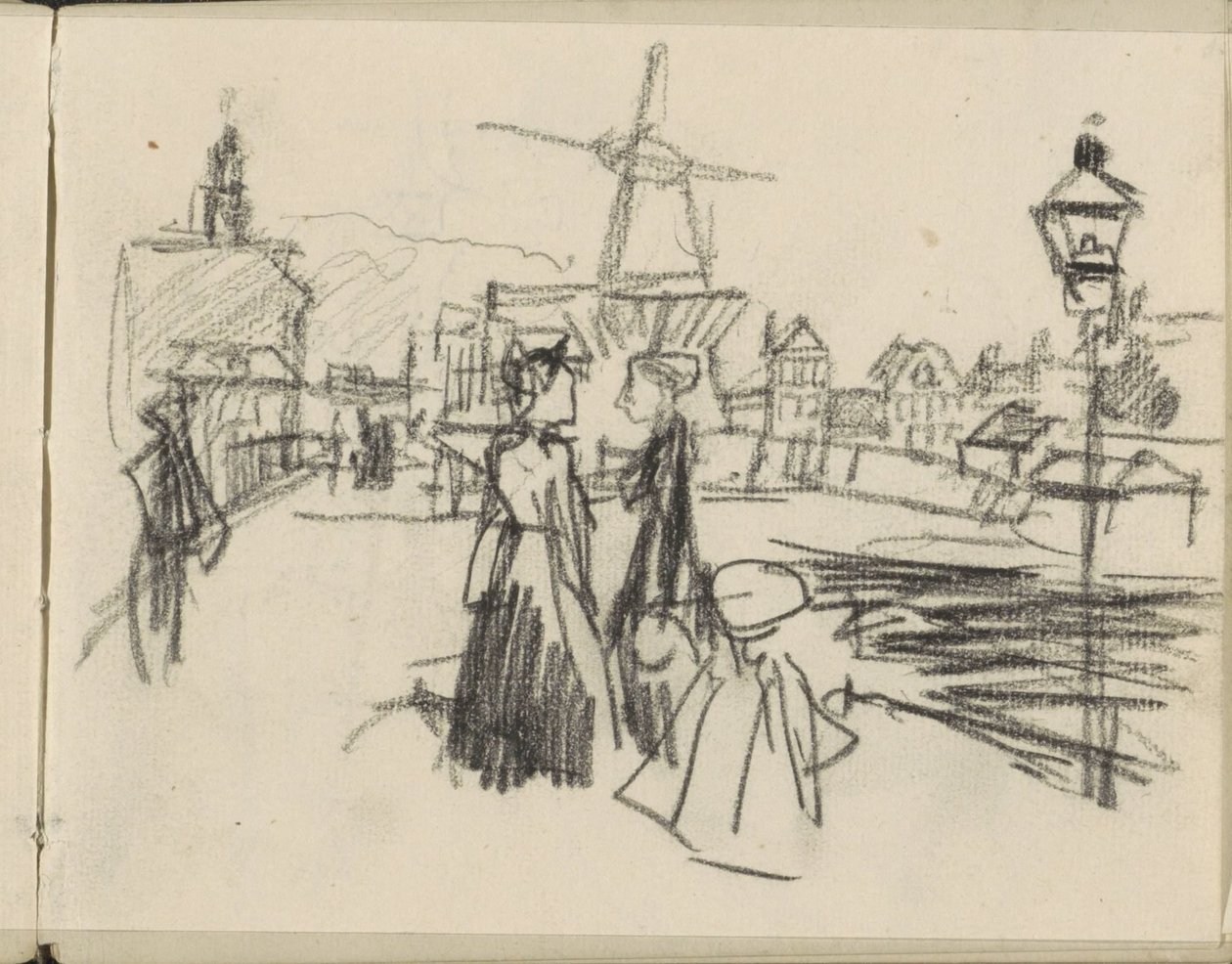 Veduta del Blekerspad ad Amsterdam con il mulino De Victor da George Hendrik Breitner